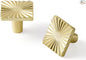 2 Pack Gold Cabinet Knobs Square Brushed Brass Drawer Pulls Bathroom Dresser Handles Hardware Zinc Alloy