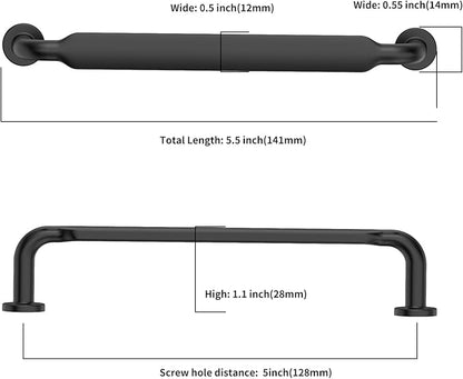 Asidrama 20 Pack 5 Inch(128mm) Matte Black Kitchen Cabinet Handles, Cabinet Pulls Kitchen Cabinet Hardware for Cupboard Drawer Pulls