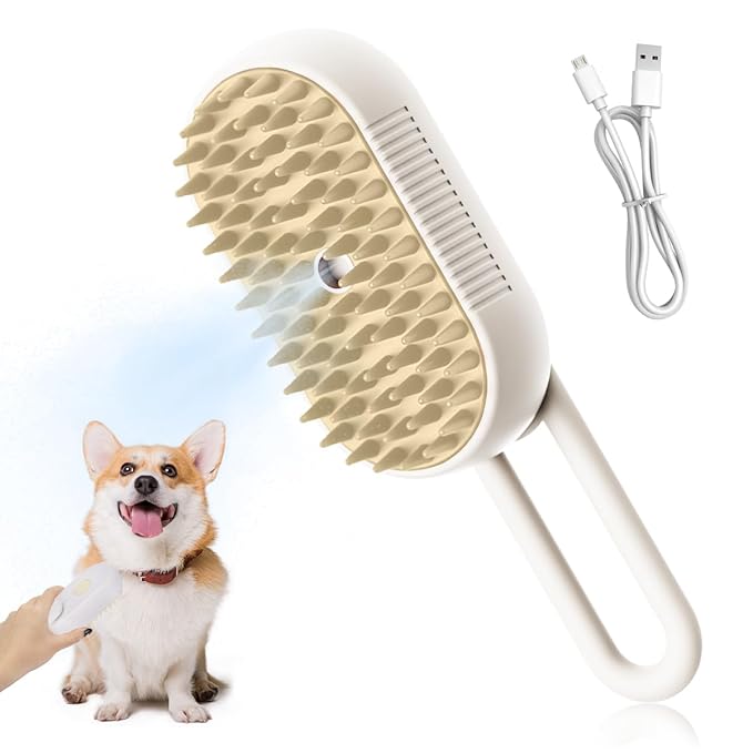 New Cat Grooming Brush With Steam - Rechargeable, Anti-Static, Massage, Cleaning, Shedding & Combing All In One-Mewly Pet