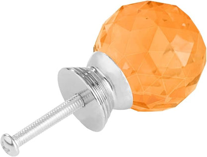 12 Pcs 30mm Round Shape Crystal Glass Cabinet Knobs with Screws Drawer Knob Pull Handle Used for Kitchen, Dresser, Door, Cupboard(Amber)