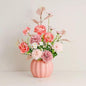 Artificial Flowers, Fake Flowers in Vase, Silk Flowers with Ceramic Vase, Faux Flowers Arrangement for Homes, Restaurants Decoration Dining Table Centerpiece Decor (Pink)