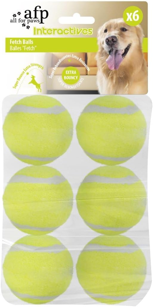 ALL FOR PAWS Dog Tennis Balls for Dogs, Great for Mini Ball Launcher, 6 Pack 2 Inch Tennis Balls-Mewly Pet