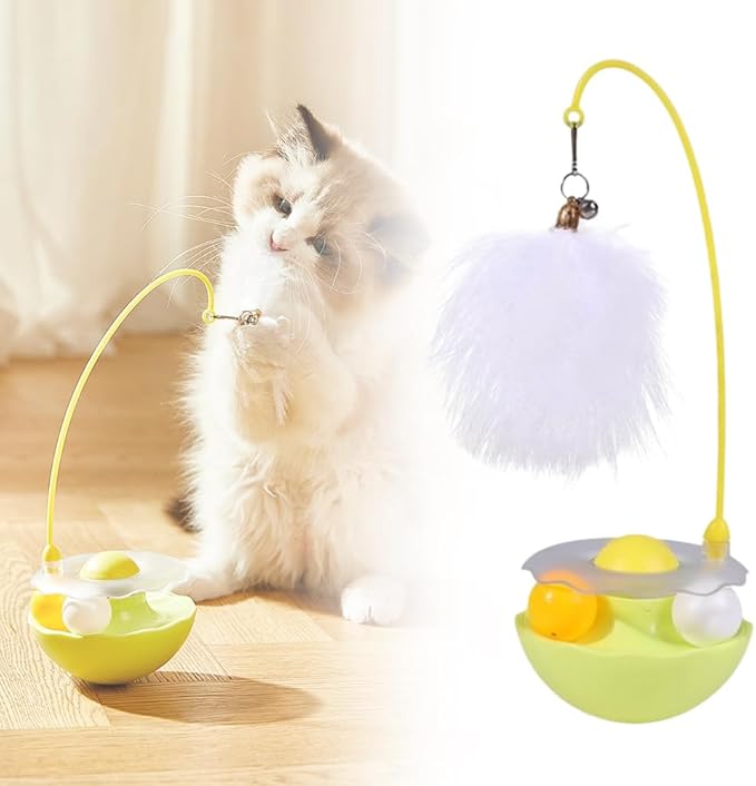 Interactive Cat Feather Toys, 2025 New Catnip Toy, Multifunctional Cat Teaser, Durable Track Ball Pet Toy for Indoor Play, Premium Pet Exercise Toy for Kittens and Adults (Green)-Mewly Pet