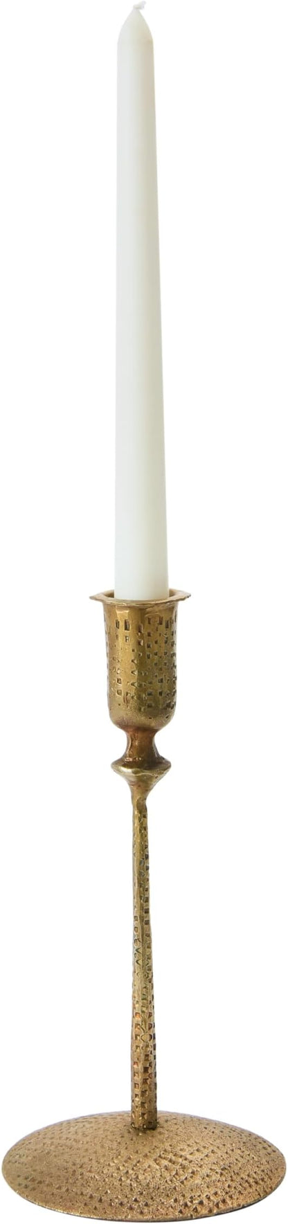 Creative Co-Op Hand-Forged Hammered Metal Taper, Antique Brass Finish Candle Holder