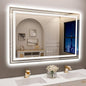 LED Bathroom Mirror, 40"X28" with Front and Backlit, Anti-Fog, Bathroom Vanity Mirror for Wall, Memory Function, Stepless Dimmable, Tempered Glass (Horizontal/Vertical)