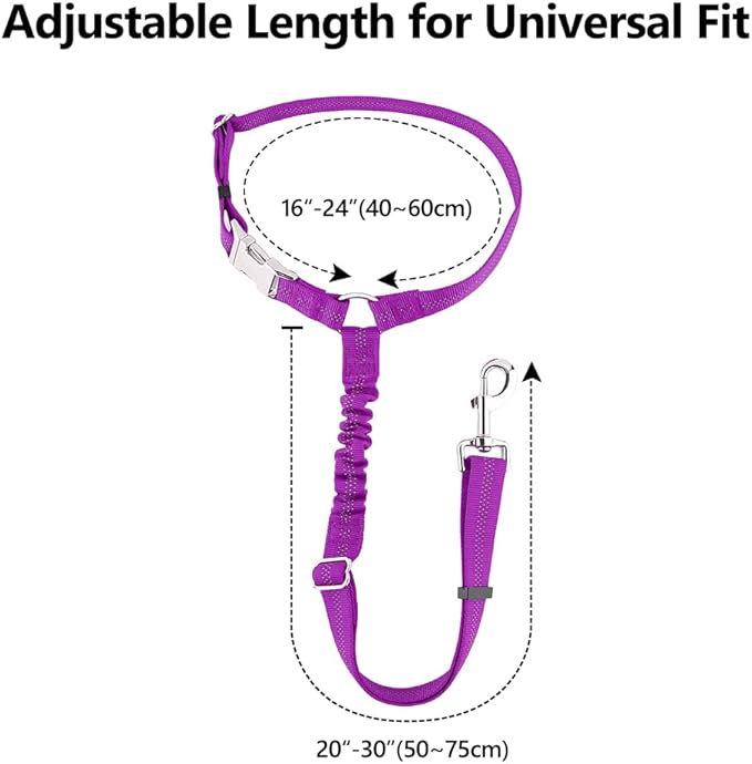 Plutus Pet Dog Seat Belt for Car Headrest, Reflective and Adjustable Restraint with Elastic Bungee for Safety, Vehicle Seatbelt Harness for Small Medium Large Dogs and Cats-Mewly Pet