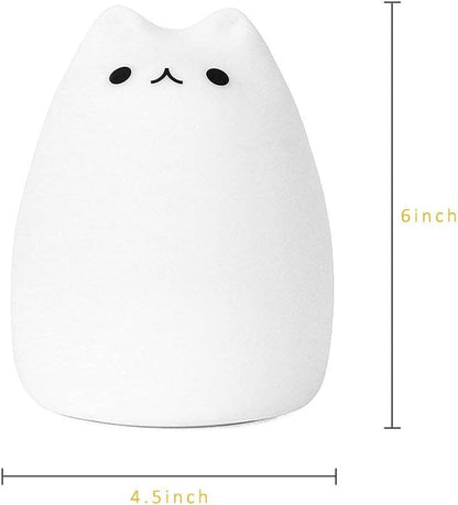 Litake Kitty Night Light, USB Rechargeable Silicone Cute Cat Night Light for Kids Baby Children, 7-Color Changing LED Cat Lamp Nursery Nightlights for Kids Bedroom (Celebrity)