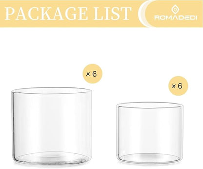 Romadedi Votive Tealight Candle Holders - 12 pcs Clear Glass Tea Light Holders Bulk Small Table Centerpieces Wedding Decor Party Dinner Home Decorations Festivals Christmas