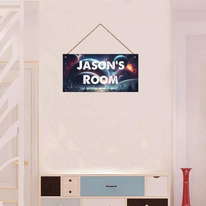 Personalized Signs Universe Sign Science Fiction Theme Sign For Kids Room Nursery Wall Art Décor Outer Space Art Wall Decor For Boys Room Girls Bedroom Little Man Cave