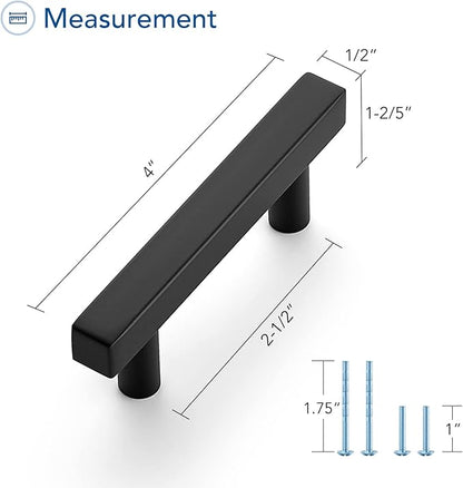Ravinte Black Cabinet Handles 5 Pack 2-1/2 inch Matte Black Square Cabinet Pulls Kitchen Hardware 4 inch Overall Length Kitchen Drawer Pulls