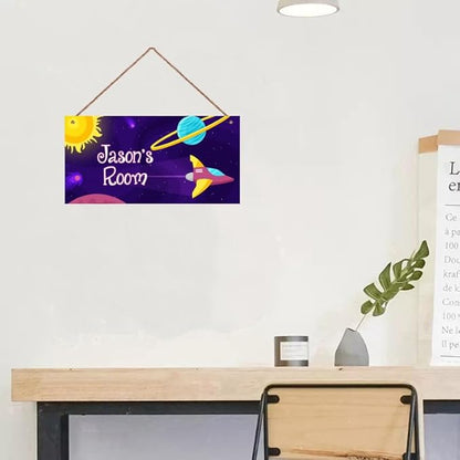 Personalized Fantasy Decor for Boys Room Outer Space Theme Room Decor for Nursery,Spacecraft Wall Art Decor for Kids Room Gilrs Bedroom Little Man Cave