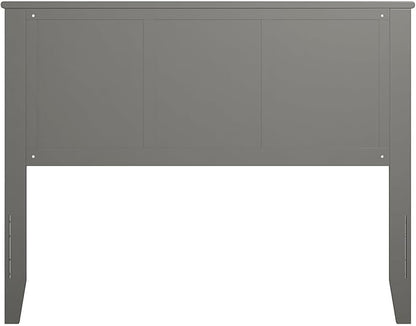 AFI, Madison Full Solid Wood Panel Headboard with Attachable Charger, Grey