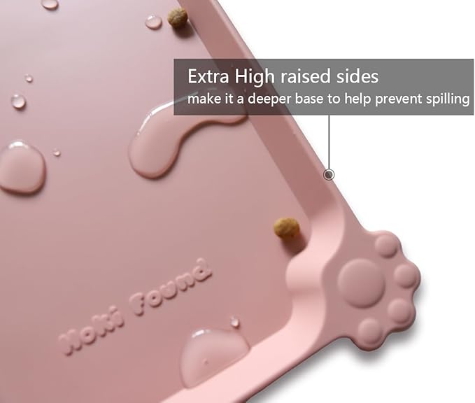 Hoki Found Large Non Slip Pet Feeding Mats - Silicone tray - Waterproof Bowls - Neutral Pink-Mewly Pet