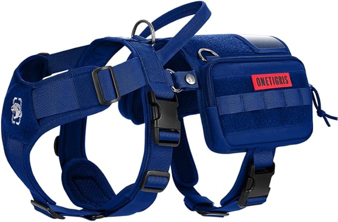 OneTigris Service Dog Vest Harness, Service Dog Cape Guardian Dog Backpack Harness with Pouches Dog Saddle Bag for Small Medium and Large Dogs (Blue, Small)-Mewly Pet