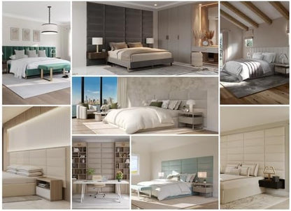 Vänt Upholstered Wall Panels - Queen/Full Size Wall Mounted Headboards - Micro Suede Neutral Sand - Set of 4 Panels (Each Individual Panel 30"x11.5")