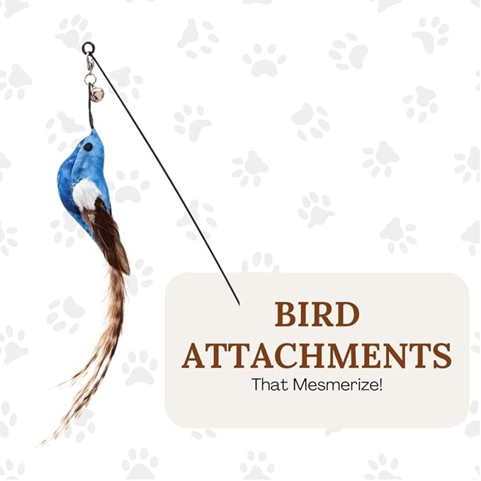 Cat Toys for Bored Indoor Adult Cats Any Surface Base Wand Stimulation Toys for Indoor Cats Cat Feather Toy Cat Feather Cat Toy Wand Juguetes para Gatos Activos Juegos para Gatos-Mewly Pet