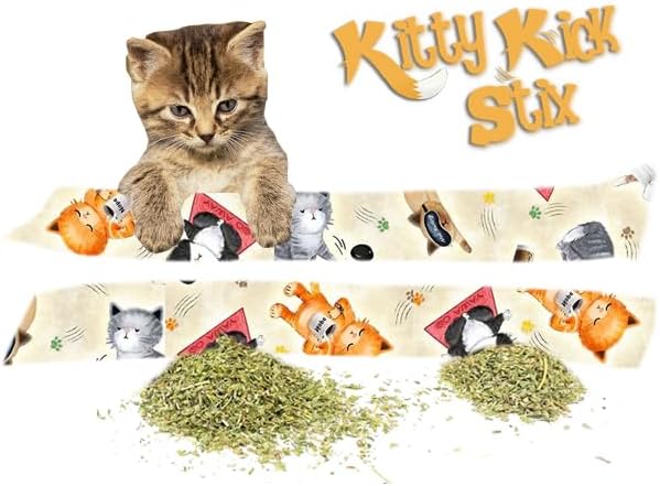 Kitty Kick Stix 15" Catnip Kicker Toy – Set of 2 | Handmade in USA | Interactive Cat & Kitten Toy | Durable Kicker Packed with 100% Potent Catnip for All Breeds (Sassy Cats)-Mewly Pet