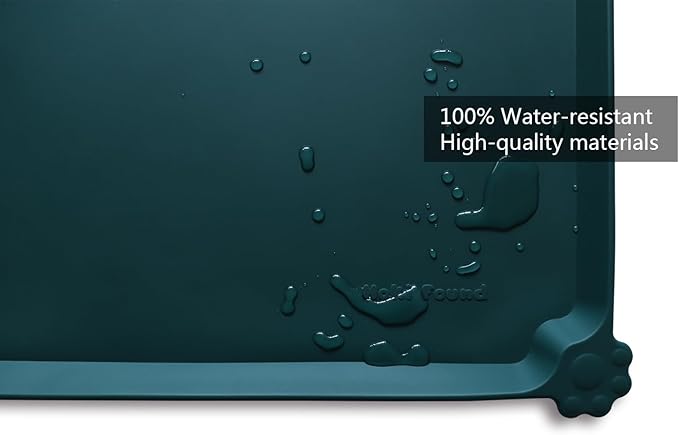 Hoki Found X-Large Silicone Non Slip Pet Food Mats - Tray for Dogs, Cats - Waterproof Feeding Mat - Dark Cedar-Mewly Pet