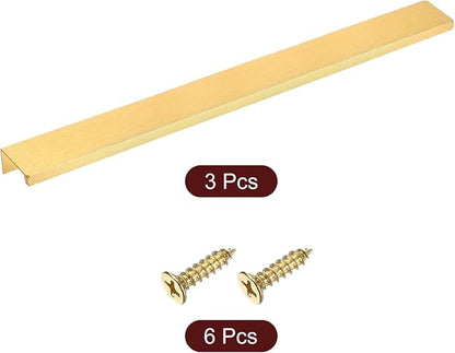 uxcell Cabinet Finger Edge Pull, 3pcs 300mm / 11.81" Aluminum Alloy Back Mount Hidden Cabinet Pulls Concealed Handle for Home Kitchen Drawer Cabinet, Gold