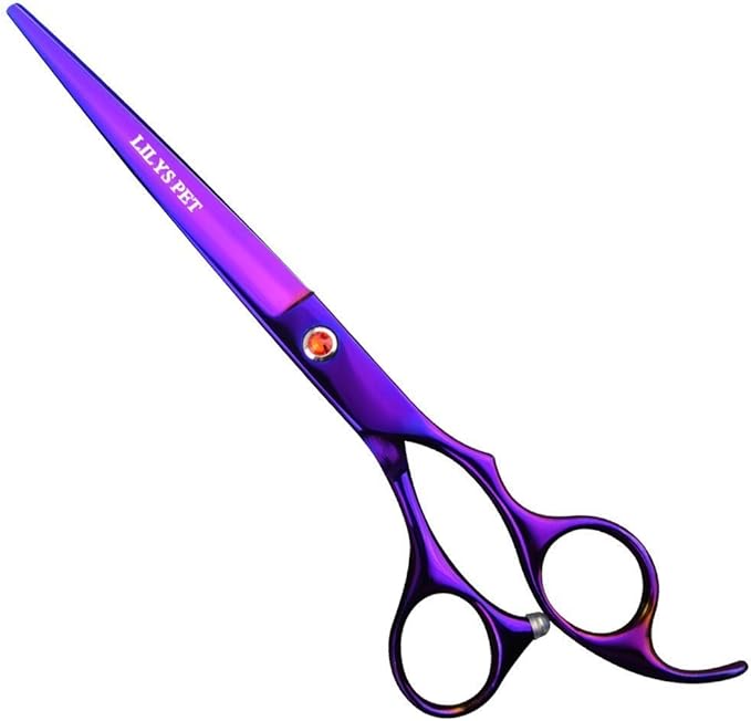 LILYS PET Professional PET Grooming Scissors Kit,Coated Titanium,Sharp and Strong Stainless Steel Blade for Dogs Cats Hair Cutting,3 Pieces of Scissors with a Comb and a Case (7.0 inches, Purple)-Mewly Pet