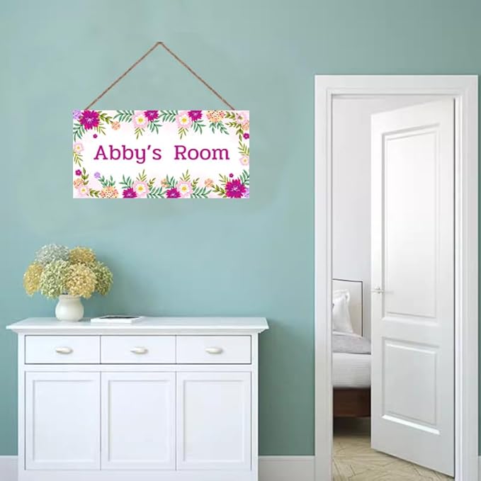 Personalized Flower Sign For Kids Room Boys Bedroom Door Decor,Custom Name Wall Art Decor Decorative Plate for Girls Room Nursery Little Man Cave