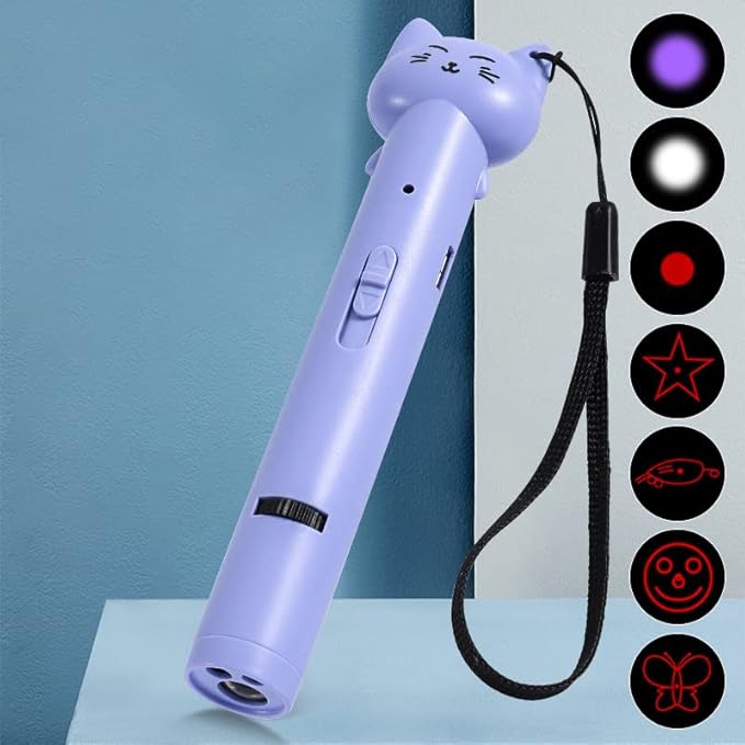 PARTSPOWER Laser Pointer Interative Cat Toy for Cats to Chase, Rechargeable Red Laser Light Pointer Exercises Training Tool for Kittens Cats Dogs (Purple)-Mewly Pet