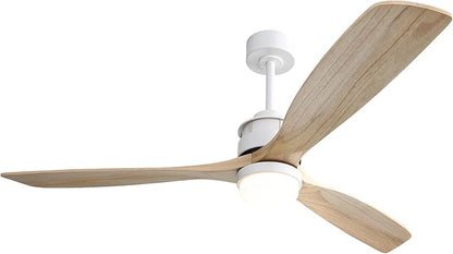 Sofucor Ceiling Fan with Lights, 60 Inch Large Mordern Wood Ceiling Fan with Remote for Indoor Farmhouse Bedroom Living Room Outdoor Patio Porch, Reversible DC Motor, Noiseless