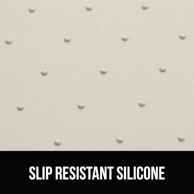 GORILLA GRIP 100% Waterproof Raised Edge BPA Free Silicone Pet Feeding Mat, Dog Cat Food Mats Contain Spills Protects Floors, Placemats for Cats and Dogs Water Bowl, Pets Accessories 23x15 Cream-Mewly Pet