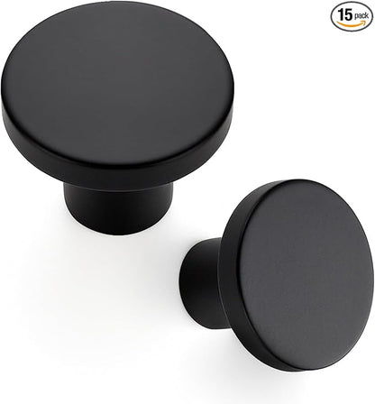 Ravinte 15 Pack Cabinet Knobs Black Kitchen Cabinet Knobs Round Dresser Drawer Pulls Closet Door Pulls 1-1/5 Inch