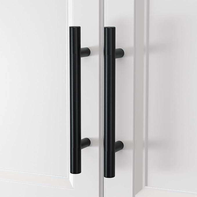 homdiy Black Cabinet Handles 30Pack 3-3/4inch Hole Center Kitchen Drawer Pulls and Knobs Stainless Steel Cabinet Hardware for Bathroom, Cupboard