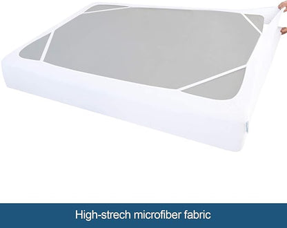 Box Spring Cover King Size with Smooth and Elastic Woven Material, Alternates for Bed Skirt, Wrinkle & Fading Resistant, Washable, Dustproof, White, 2 Pack