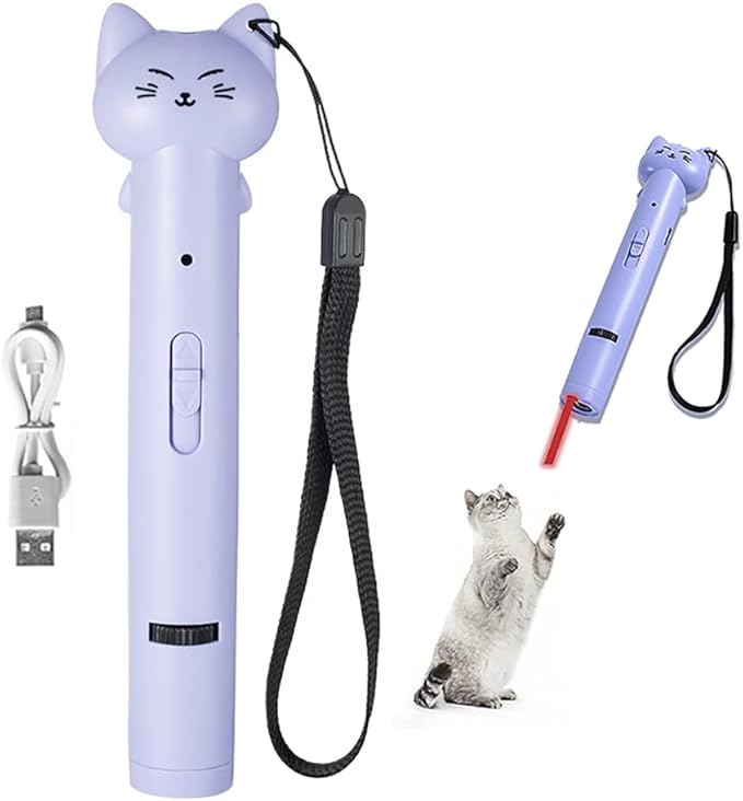 PARTSPOWER Laser Pointer Interative Cat Toy for Cats to Chase, Rechargeable Red Laser Light Pointer Exercises Training Tool for Kittens Cats Dogs (Purple)-Mewly Pet