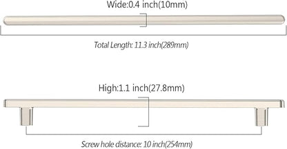 10 Pack 10 Inch(254mm) Kitchen Cabinet Handles Brushed Satin Nickel Cabinet Pulls Kitchen Cabinet Hardware Drawer Pulls for Cupboard Wardrobe