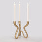 Triple Candle Holder Candelabra - Cast Iron Metal Taper Candlestick Stand with Antique Brass Finish - Elegant Wedding Centerpiece for Home, Dining, Event Decor