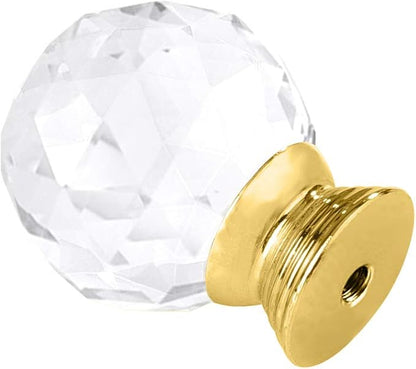 12 Pcs 30mm Round Shape Crystal Glass Cabinet Knobs with Screws Drawer Knob Pull Handle Used for Kitchen, Dresser, Door, Cupboard(Gold B Clear)