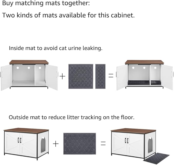 unipaws Extra Large Cat Litter Box Enclosure Furniture with Top Opening, XL Washroom Bench for Cats with Removable Divider, Jumbo Automatic Litter Box Cover and Hidden Cat Box-Mewly Pet