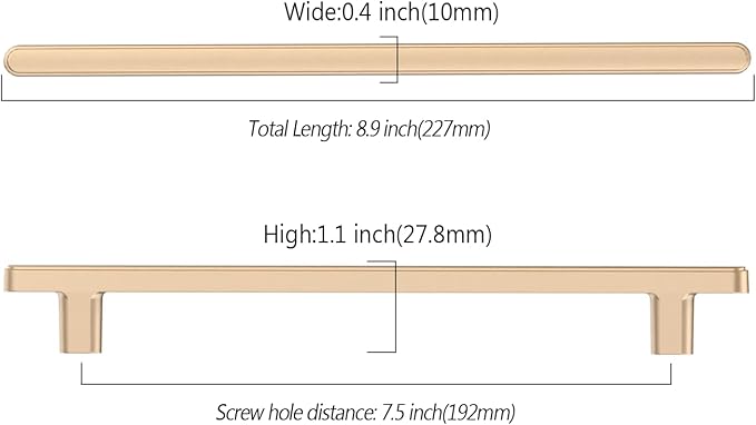 10 Pack 7.5 Inch(192mm) Kitchen Cabinet Handles Champagne Bronze Cabinet Pulls Champagne Gold Kitchen Cabinet Hardware Drawer Pulls for Cupboard Wardrobe