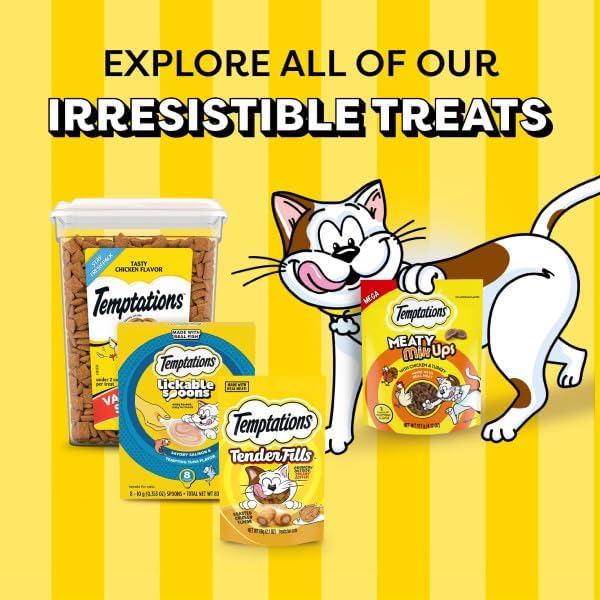 Temptations Lickable Spoons Adult Wet Cat Treat, Tasty Chicken and Cheesy Cheese Flavor, 4 Spoons, Pack of 24 (96 Total)-Mewly Pet