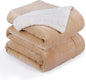 NANPIPER Bed Blanket Reversible Sherpa Flannel Blanket Super Soft Fuzzy Plush Fleece Microfiber (90"x90" Beige) Queen
