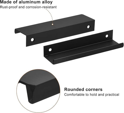 uxcell Cabinet Finger Edge Pull, 3pcs 120mm / 4.72" Aluminum Alloy Back Mount Hidden Cabinet Pulls Concealed Handle for Home Kitchen Drawer Cabinet, Black