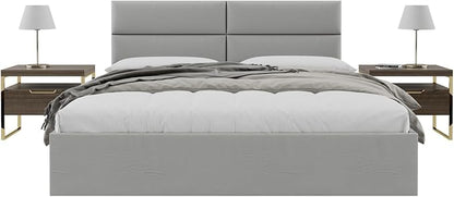 Vänt Upholstered Wall Panels - King/Cal King Size Wall Mounted Headboards - Vintage Leather Light Grey - Twin/King - Set of 4 Panels (Each Individual Panel 39"x11.5")
