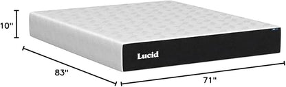 Lucid 10 Inch Memory Foam Mattress - Firm Feel - Infused with Refreshing Bamboo Charcoal and Cooling Gel - Bed in a Box - Temperature Regulating - Pressure Relief - Breathable - California King Size