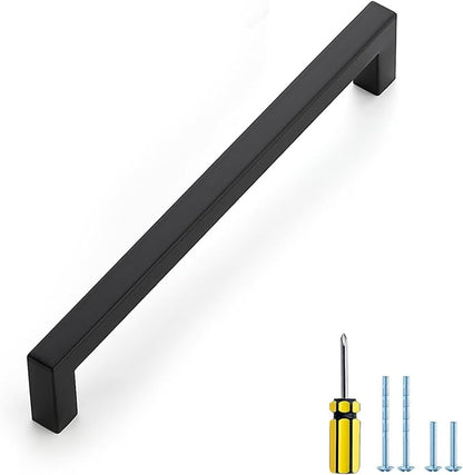 Ravinte 1 Pack Black Cabinet Pulls 7-1/2 Inch Square Kitchen Cabinet Handles Matte Black Kitchen Hardware for Drawer Pulls Drawer Handles Come with Screwdriver