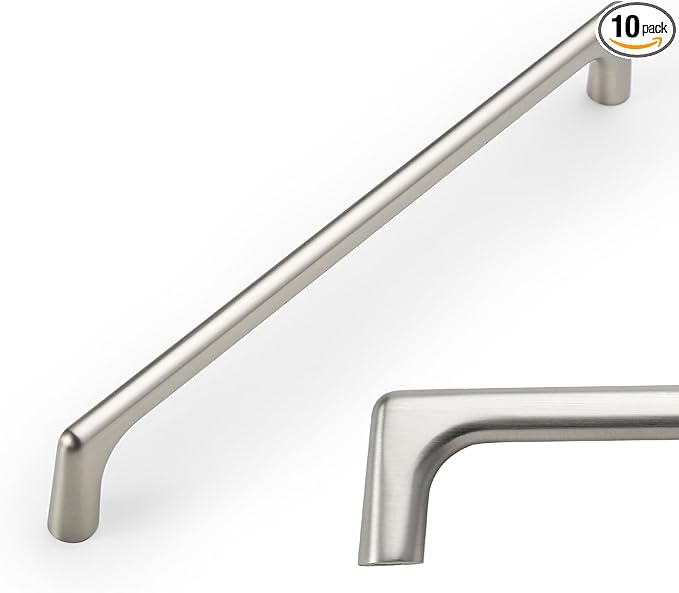 Amerdeco 10 Pack Brushed Satin Nickel Cabinet Pulls 7.5 Inch(192MM) Hole Centers Kitchen Cabinet Handles Hardware Kitchen Handles for Cabinets Cupboard Handles Drawer Pulls ZH0041