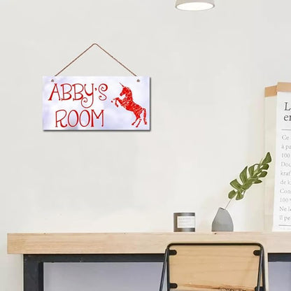 Personalized Red Unicorn Sign, Unicorn Rainbow Girls Room Wall Decor Unicorn Rainbow Motivational for Kids Room Boys Bedroom Nursery