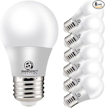 ENERGETIC SMARTER LIGHTING LED Refrigerator Bulb 40 Watt Equivalent, 4000K Cool White, Dimmable A15 Ceiling Fan Light Bulbs, E26 Base, UL Listed, 6 Pack
