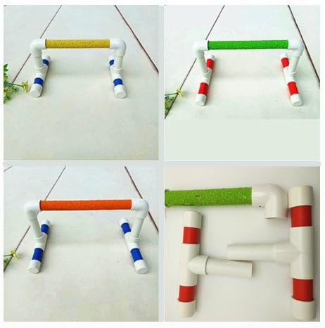 Hypeety Small Bird Parrot Stand Perch Table Top Stand Playground Grind Perch Swing Training Playstand Exercise Chew Toys for Budgies Parakeet Cockatiel Conure Finch (Stainless Steel Tray, L)-Mewly Pet