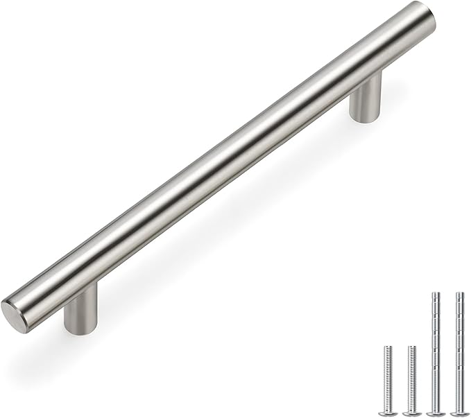 homdiy 128mm Cabinet Handles Brushed Nickel Cabinet Pulls 201BSS Drawer Handles Square Drawer Pulls for Kitchen Cupboard Door, Bedroom Dresser Drawer Bathroom Wardrobe Hardware 1 Pack