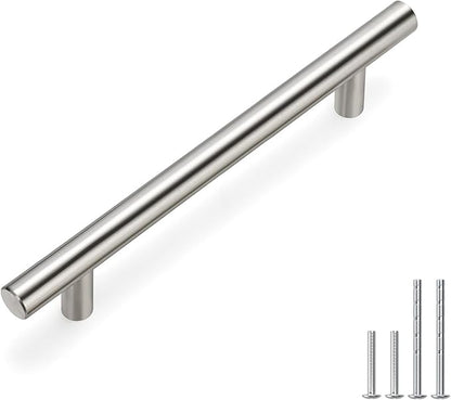 homdiy 128mm Cabinet Handles Brushed Nickel Cabinet Pulls 201BSS Drawer Handles Square Drawer Pulls for Kitchen Cupboard Door, Bedroom Dresser Drawer Bathroom Wardrobe Hardware 1 Pack