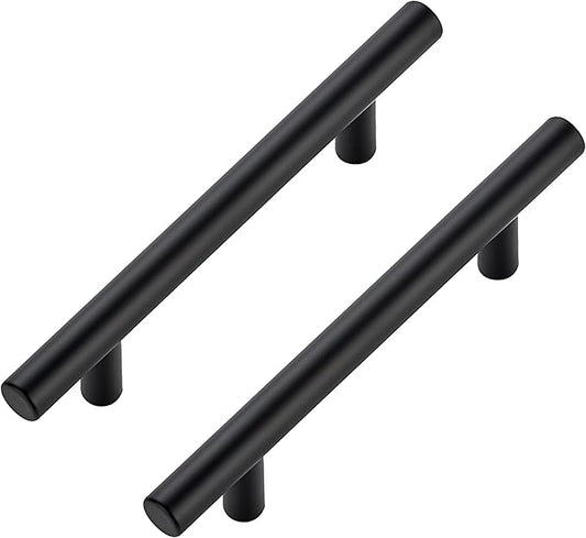 JOY DECOR 45 Pack Cabinet Handles, Black Cabinet Pulls, 3-3/4 in Hole Center Kitchen Hardware, Stainless Steel T Bar Handles for Dresser Drawers